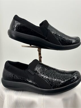 Algeria Duette Black Patent Slip-on Comfort Shoes, Size 42
